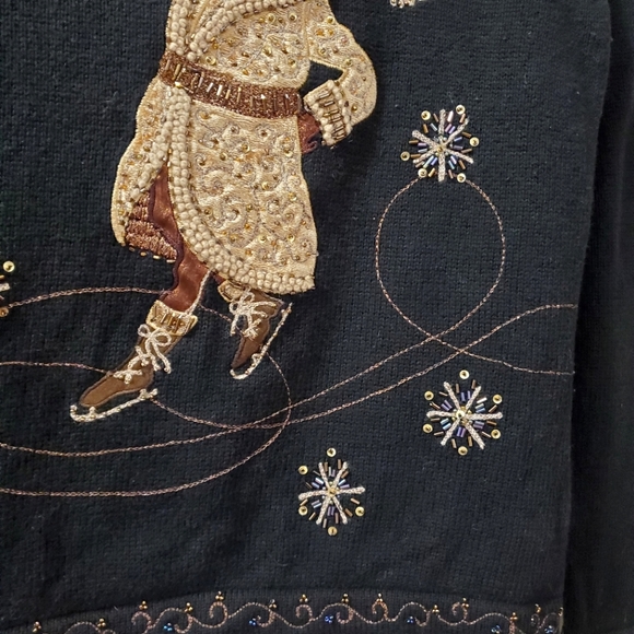 Talbots - Skating Santa - Christmas Sweater - Petite S - Picture 5 of 10
